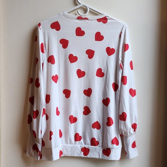 Amazon IVAY Red Heart Printed Long Sleeve Jersey Size Medium - Picture 15 of 16